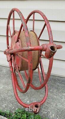 Antique Early 1900's Wirt & Knox Fire Hose Reel W&K CO Embossed Red Industrial