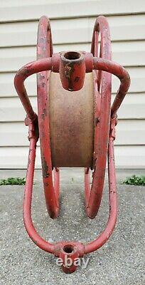 Antique Early 1900's Wirt & Knox Fire Hose Reel W&K CO Embossed Red Industrial