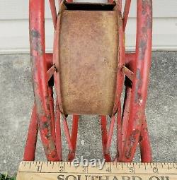 Antique Early 1900's Wirt & Knox Fire Hose Reel W&K CO Embossed Red Industrial