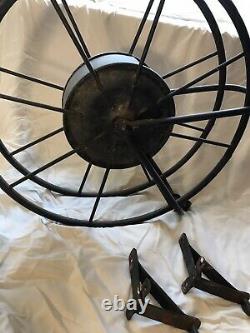 Antique Early 1900s Fire Hose Reel, With Original Brackets