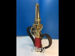 Antique Elkhart Brass Mfg. Co. 21/2 In. Leather Handle Brass Fire Nozzle