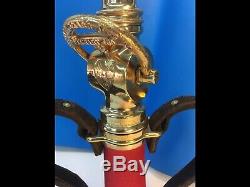 Antique Elkhart Brass Mfg. Co. 21/2 In. Leather Handle Brass Fire Nozzle