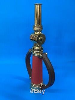 Antique Elkhart brass 2 1/2 In. Fire Nozzle dated Aug7,1917 With Red Cord Wrap