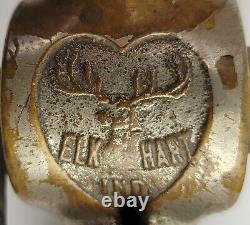 Antique Fire Hose Nozzle Elkhart Brass MFG Company Embossed Elk Heart c1917