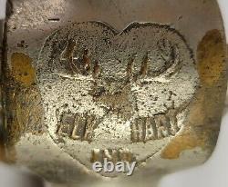 Antique Fire Hose Nozzle Elkhart Brass MFG Company Embossed Elk Heart c1917