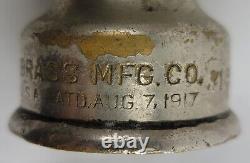 Antique Fire Hose Nozzle Elkhart Brass MFG Company Embossed Elk Heart c1917