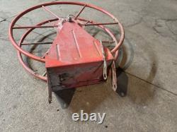 Antique Fire Hose Reel RED 18 Diameter Rustic Great Patina