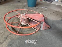 Antique Fire Hose Reel RED 18 Diameter Rustic Great Patina