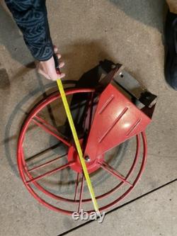 Antique Fire Hose Reel RED 18 Diameter Rustic Great Patina