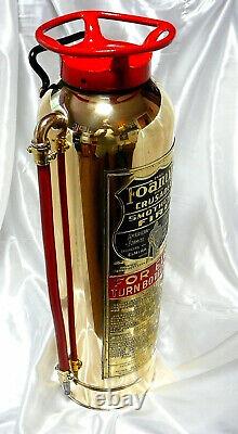 Antique Foamite Crusader All Brass Fire Extinguisher, Unsurpassed Restoration