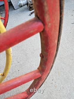 Antique Hand Drawn Fire Hose Transporter with Hose and nozzle