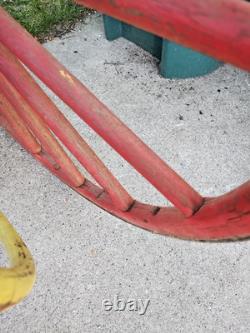 Antique Hand Drawn Fire Hose Transporter with Hose and nozzle