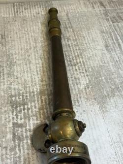 Antique Henry K Barnes Boston Brass Fire Hose Nozzle 16. With Shut Off Mint