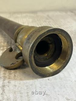Antique Henry K Barnes Boston Brass Fire Hose Nozzle 16. With Shut Off Mint