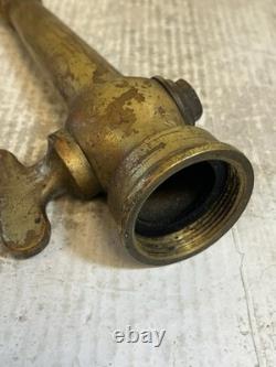 Antique Henry K Barnes Boston Brass Fire Hose Nozzle 16. With Shut Off Mint