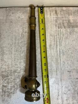 Antique Henry K Barnes Boston Brass Fire Hose Nozzle 16. With Shut Off Mint