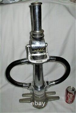 Antique Industrial Chrome Cast Iron Steampunk Fireman Hose Nozzle Art Fire Lamp