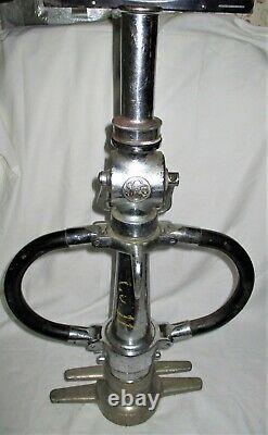 Antique Industrial Chrome Cast Iron Steampunk Fireman Hose Nozzle Art Fire Lamp