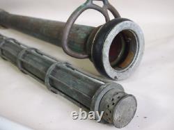 Antique Japanese TAISHO Era Copper Fire Hose Nozzle (Kensaki) Set of 2 Nozzles