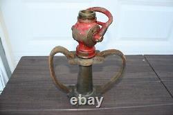 Antique La France Hyflo Leather Strap Fire Engine Nozzle Brass Unrestored