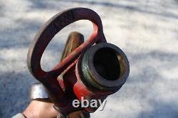 Antique La France Hyflo Leather Strap Fire Engine Nozzle Brass Unrestored