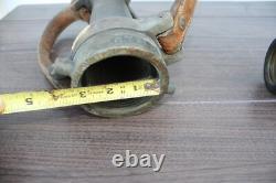 Antique La France Hyflo Leather Strap Fire Engine Nozzle Brass Unrestored