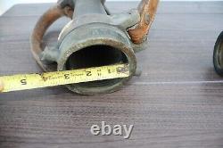 Antique La France Hyflo Leather Strap Fire Engine Nozzle Brass Unrestored