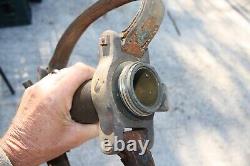 Antique La France Hyflo Leather Strap Fire Engine Nozzle Brass Unrestored
