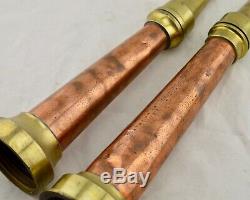 Antique Pair of M. B. John Ballarat Large-size Copper & Brass Fire Hose nozzles