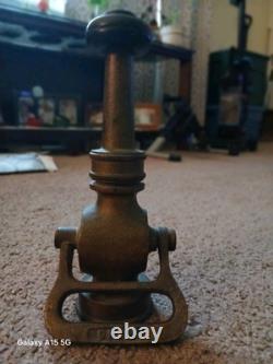 Antique Powahatan 9 1/2 Pure brass Fire Fighting Hose Nozzle