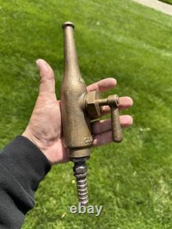 Antique Pyrene High Pressure Fireman's Brass Nozzle Fire Vtg Extinguisher Newark