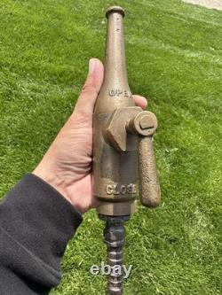 Antique Pyrene High Pressure Fireman's Brass Nozzle Fire Vtg Extinguisher Newark