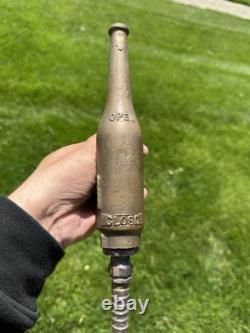 Antique Pyrene High Pressure Fireman's Brass Nozzle Fire Vtg Extinguisher Newark
