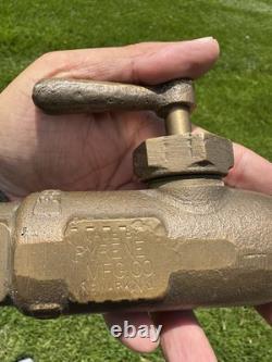 Antique Pyrene High Pressure Fireman's Brass Nozzle Fire Vtg Extinguisher Newark