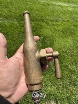 Antique Pyrene High Pressure Fireman's Brass Nozzle Fire Vtg Extinguisher Newark