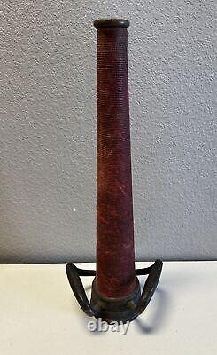 Antique Red Woven Brass Master Fire Stream Nozzle Firefighter Memorabilia 18 in