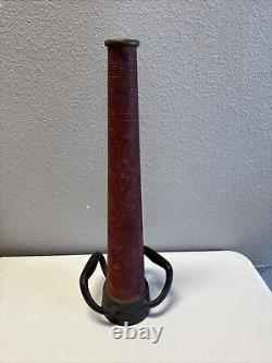 Antique Red Woven Brass Master Fire Stream Nozzle Firefighter Memorabilia 18 in