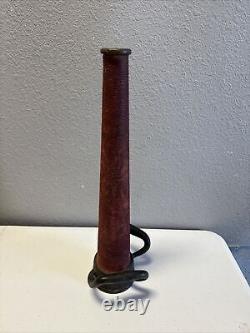 Antique Red Woven Brass Master Fire Stream Nozzle Firefighter Memorabilia 18 in