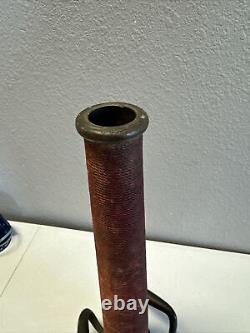 Antique Red Woven Brass Master Fire Stream Nozzle Firefighter Memorabilia 18 in