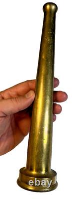 Antique Solid Brass Fire Hose Nozzle Early Firefighter Equipment 10 1/8