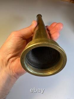 Antique Solid Brass Fire Hose Nozzle Early Firefighter Equipment 10 1/8