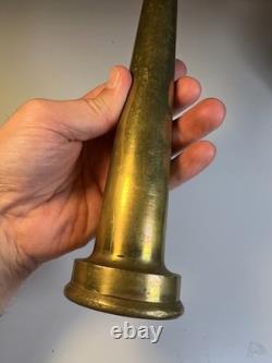 Antique Solid Brass Fire Hose Nozzle Early Firefighter Equipment 10 1/8
