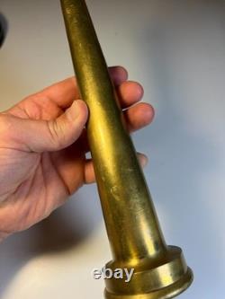 Antique Solid Brass Fire Hose Nozzle Early Firefighter Equipment 10 1/8