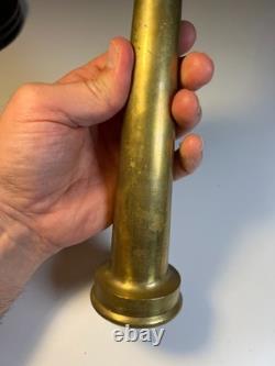 Antique Solid Brass Fire Hose Nozzle Early Firefighter Equipment 10 1/8