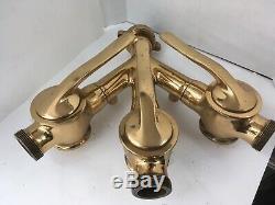 Antique Solid Brass Three-Way Manifold For Fire Hose