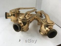 Antique Solid Brass Three-Way Manifold For Fire Hose