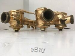 Antique Solid Brass Three-Way Manifold For Fire Hose