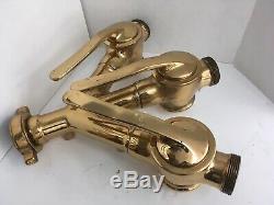 Antique Solid Brass Three-Way Manifold For Fire Hose