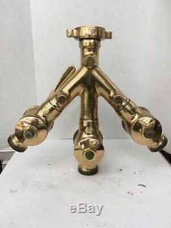 Antique Solid Brass Three-Way Manifold For Fire Hose