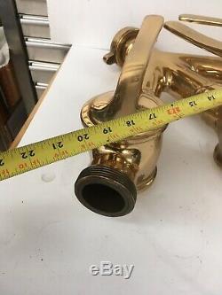 Antique Solid Brass Three-Way Manifold For Fire Hose